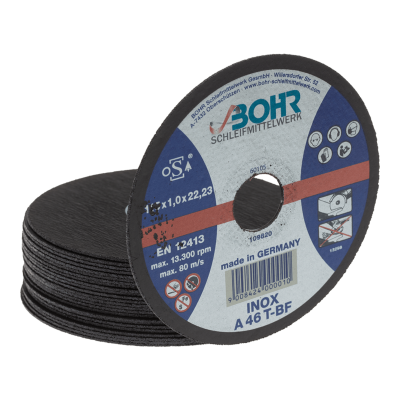 Trennscheibe A46T-BF | Dm. 115 mm | Stärke 1 mm | Mittelloch 22,23 mm, Form 41 | BOHR, INOX